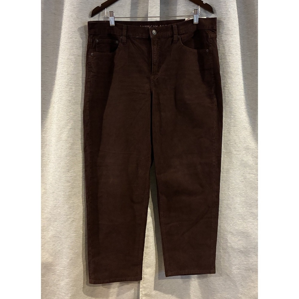 American Eagle Jeans Women's 16 Short Corduroy 90s Straight Pants NWT Rust Brown